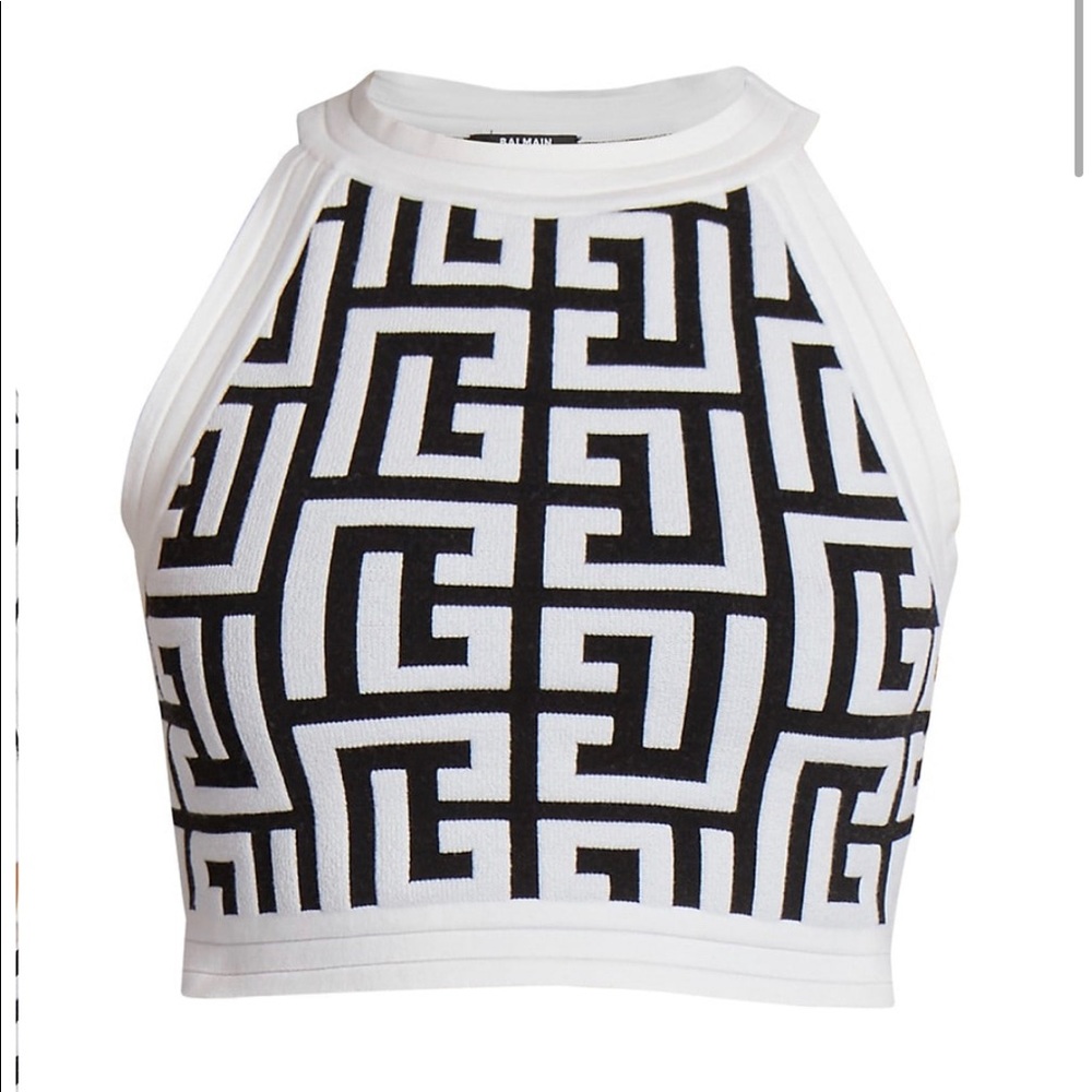 SOLD NWT Balmain Monogram Cropped Top - Picture 1 of 7